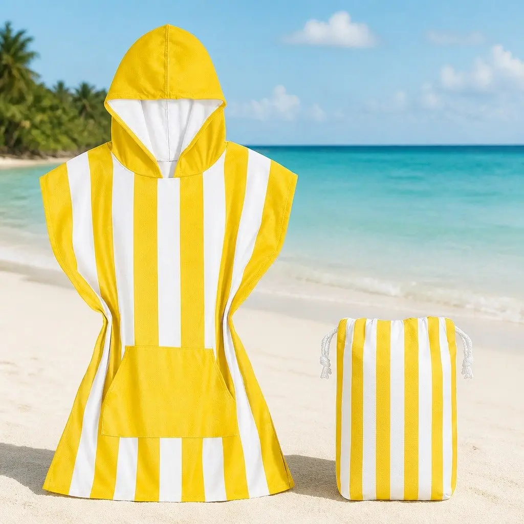 Kids Hooded Poncho Towel Boracay Yellow XS Quick Dry Beach Cover