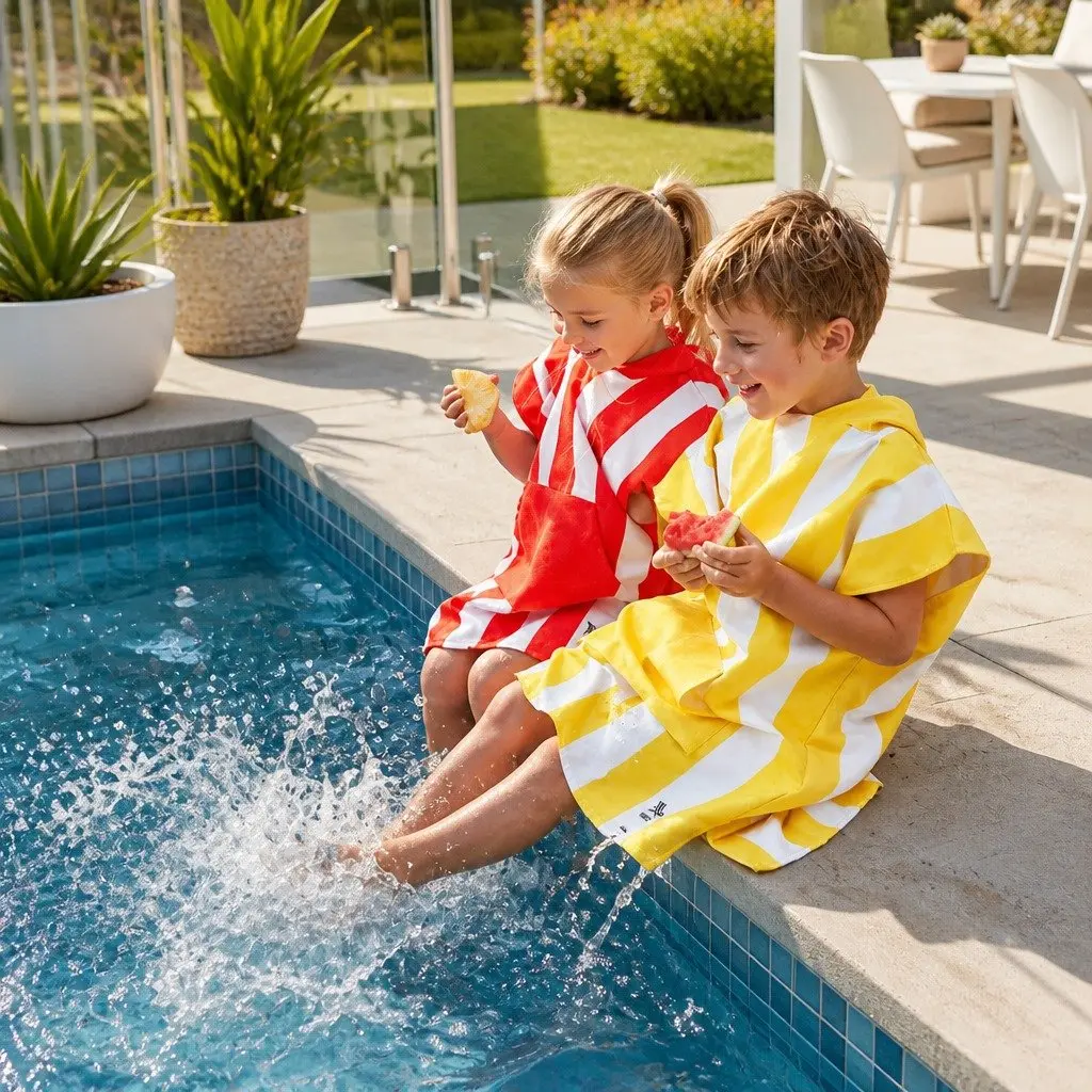 Kids Hooded Poncho Towel Boracay Yellow XS Quick Dry Beach Cover