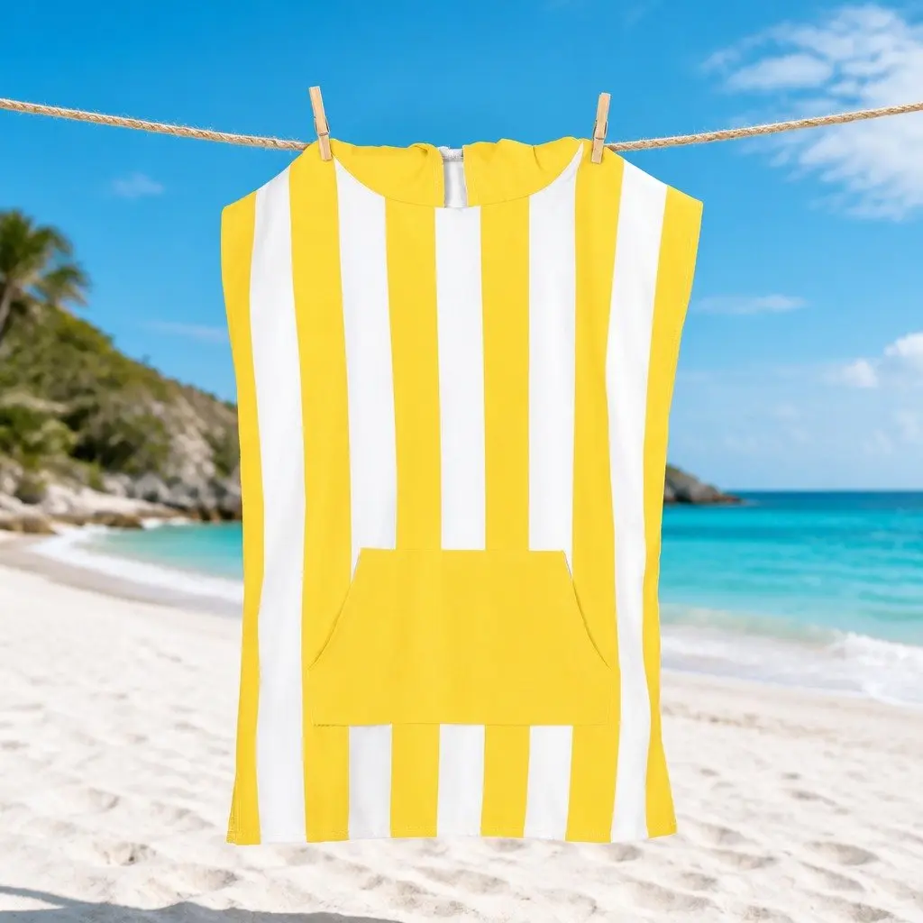 Kids Hooded Poncho Towel Boracay Yellow XS Quick Dry Beach Cover