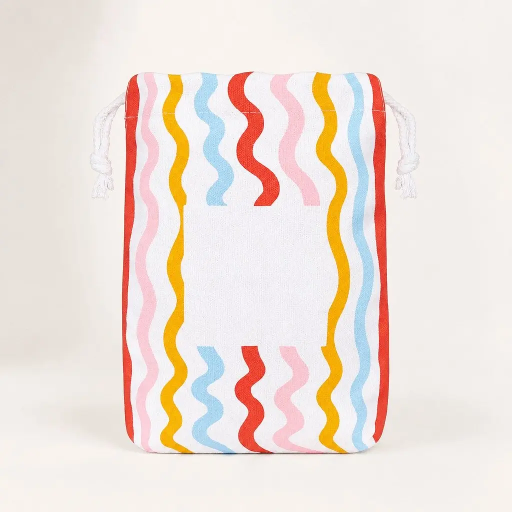 Kids Hooded Poncho Towel Squiggle Face Medium Quick Dry