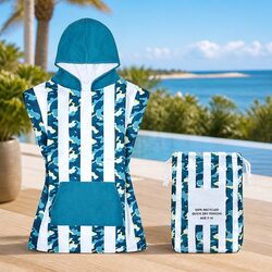 Kids Hooded Poncho Towel Quick Dry Beach Cover XS 2-4 Years Compact Travel