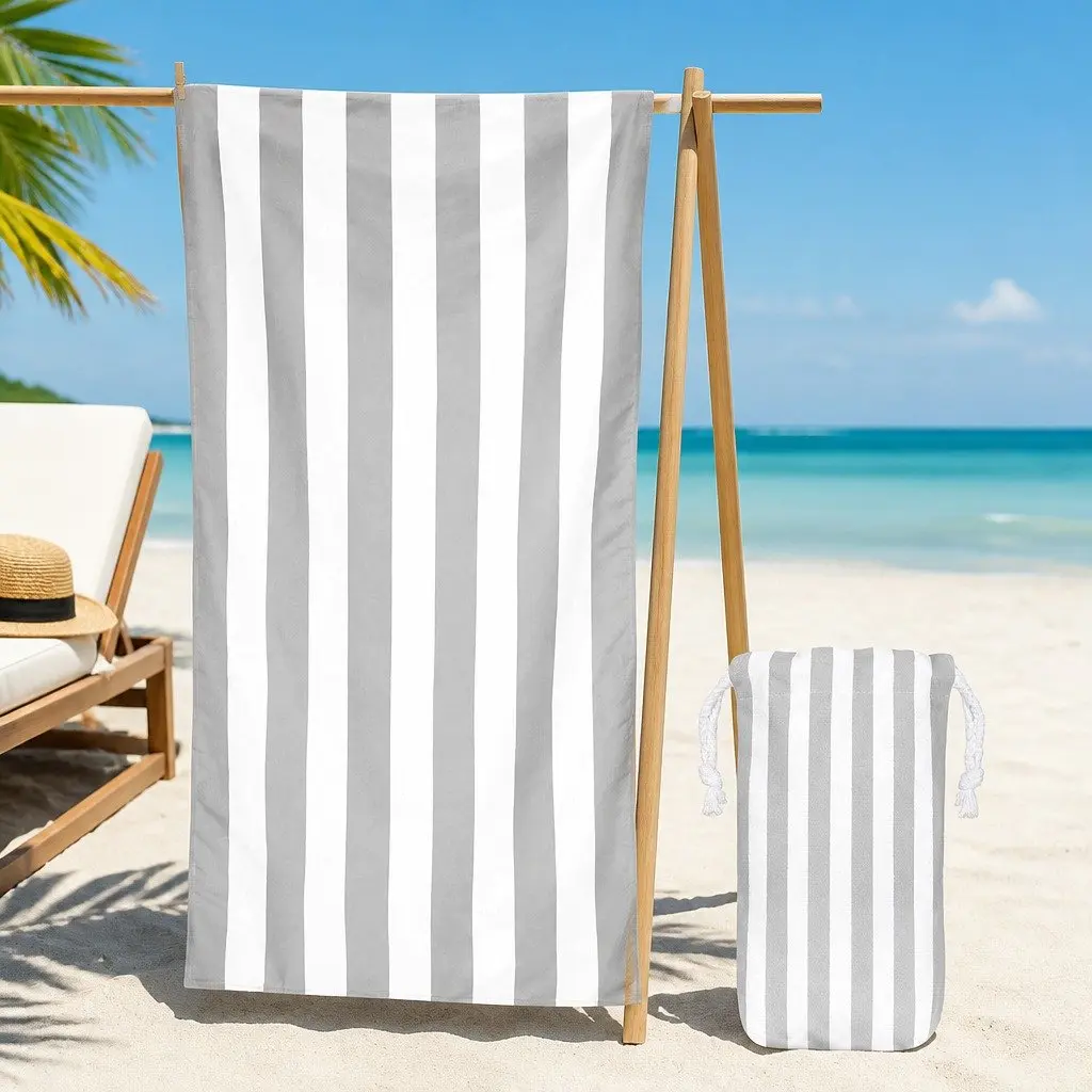 Extra Large Quick Dry Beach Towel Cabana Striped Pattern Lightweight Travel