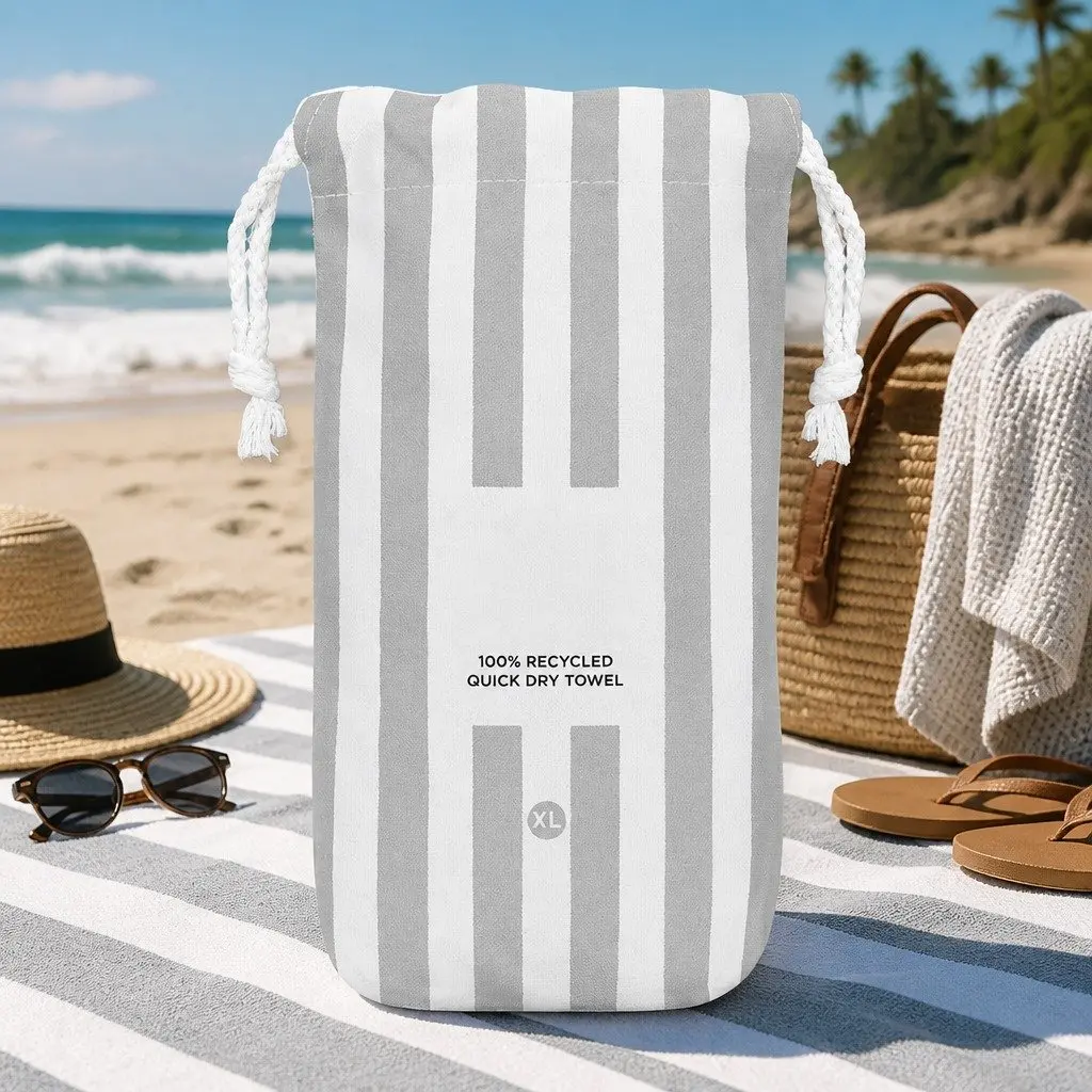 Extra Large Goa Grey Quick Dry Beach Towel Lightweight Travel Sand Resistant