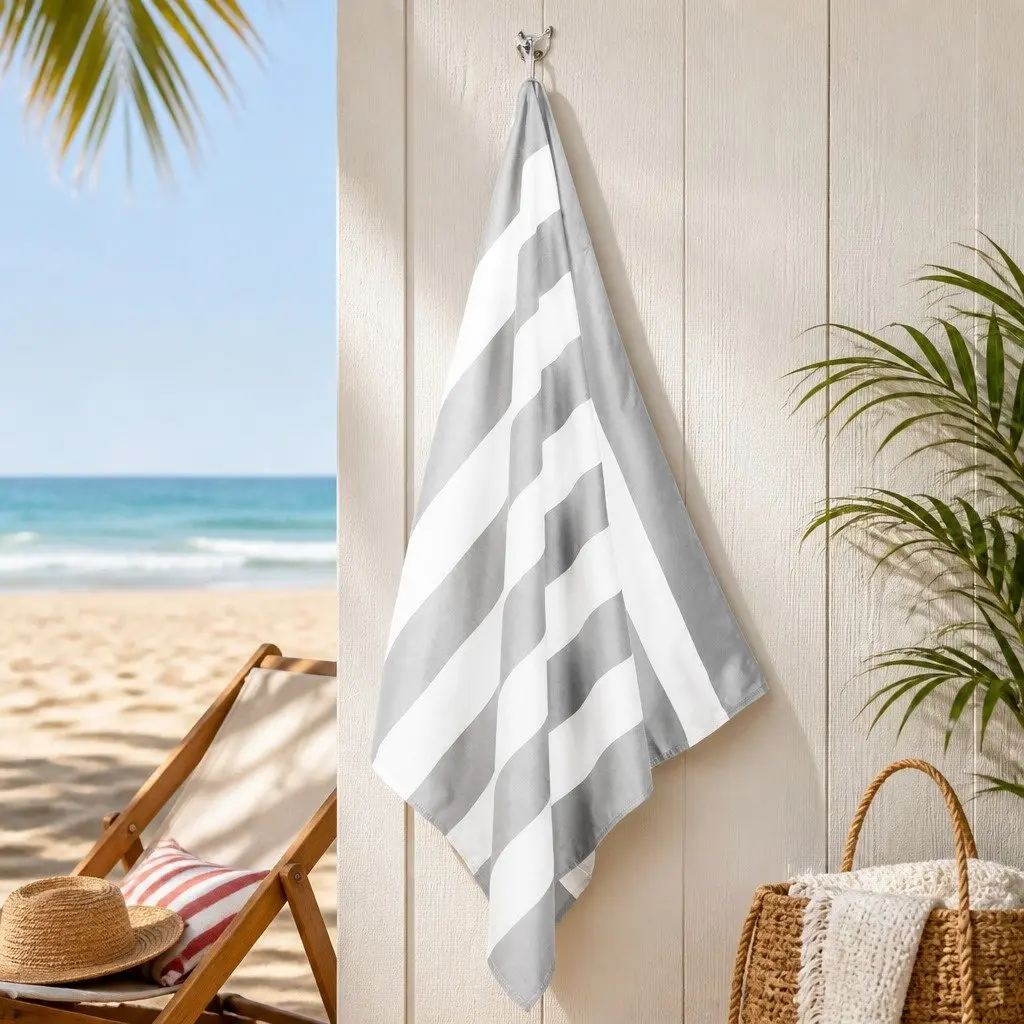 Extra Large Goa Grey Quick Dry Beach Towel Lightweight Travel Sand Resistant