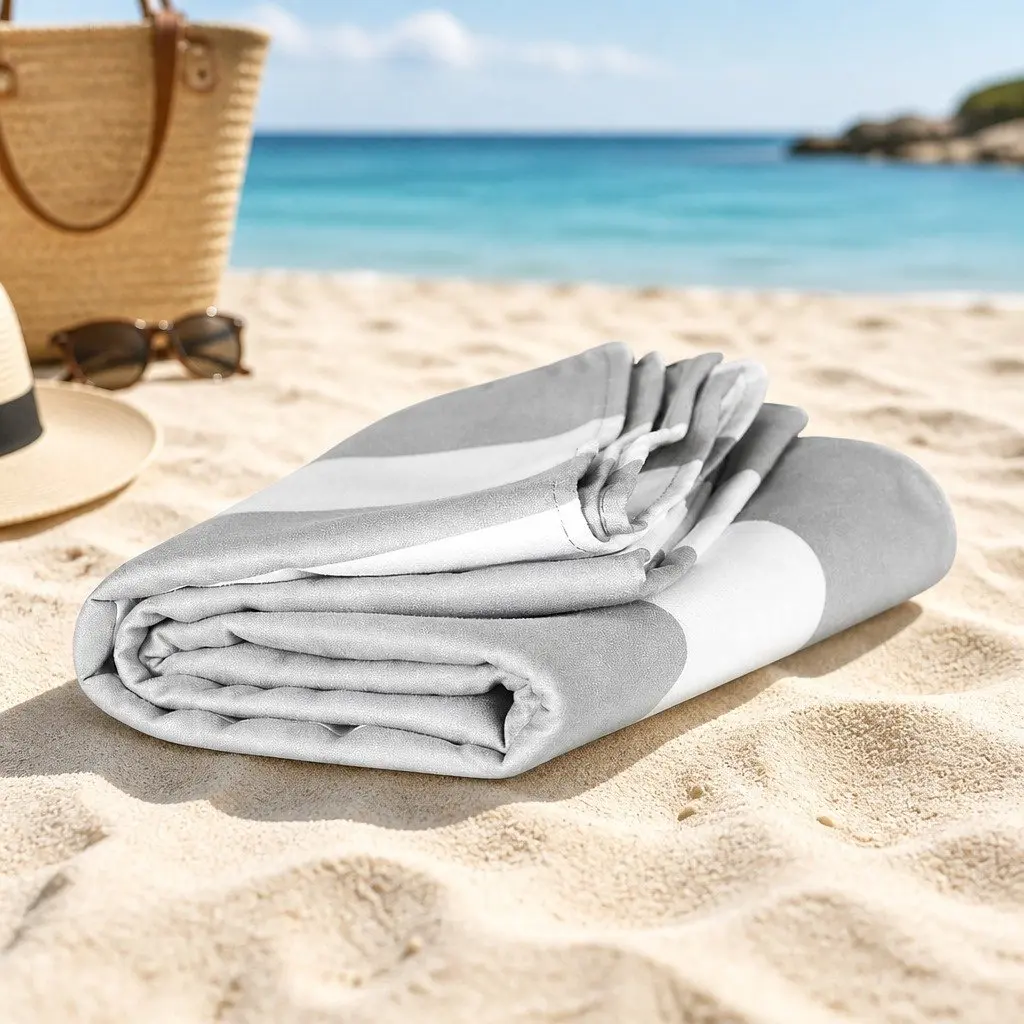 Extra Large Goa Grey Quick Dry Beach Towel Lightweight Travel Sand Resistant