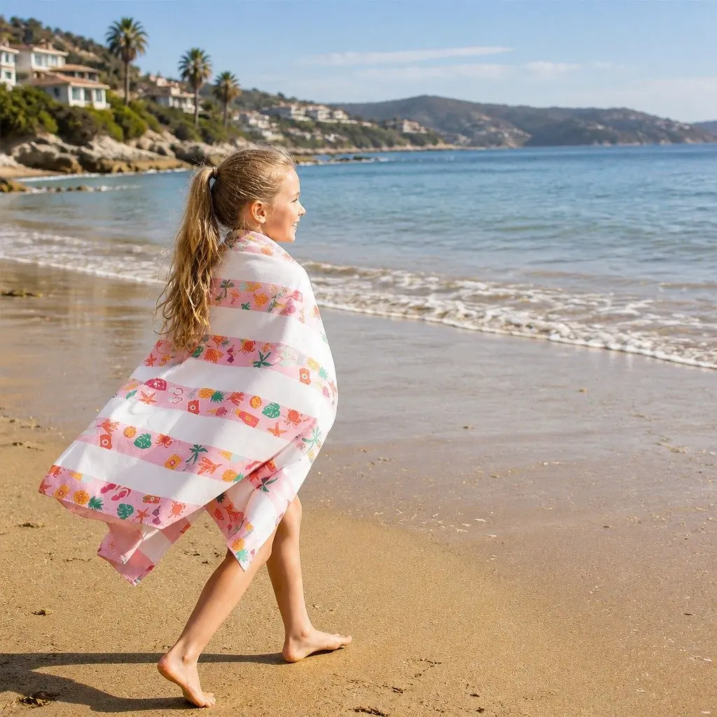 Kids Beach Towel Lightweight Quick Dry Compact Sand Free for Pool and Beach 130x70cm