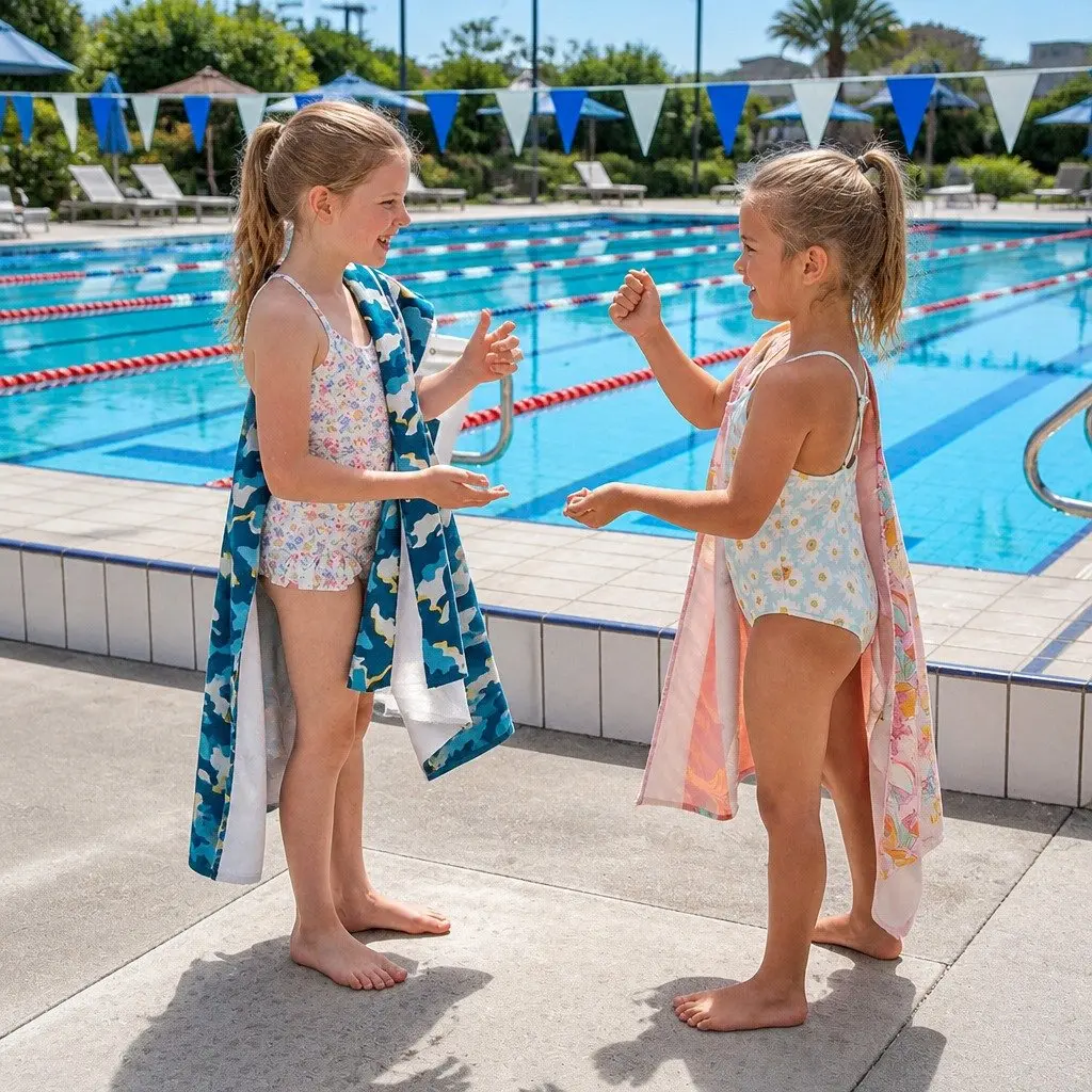 Kids Towel Lightweight Quick Dry Compact Child Size for Beach Pool in Vibrant Colours