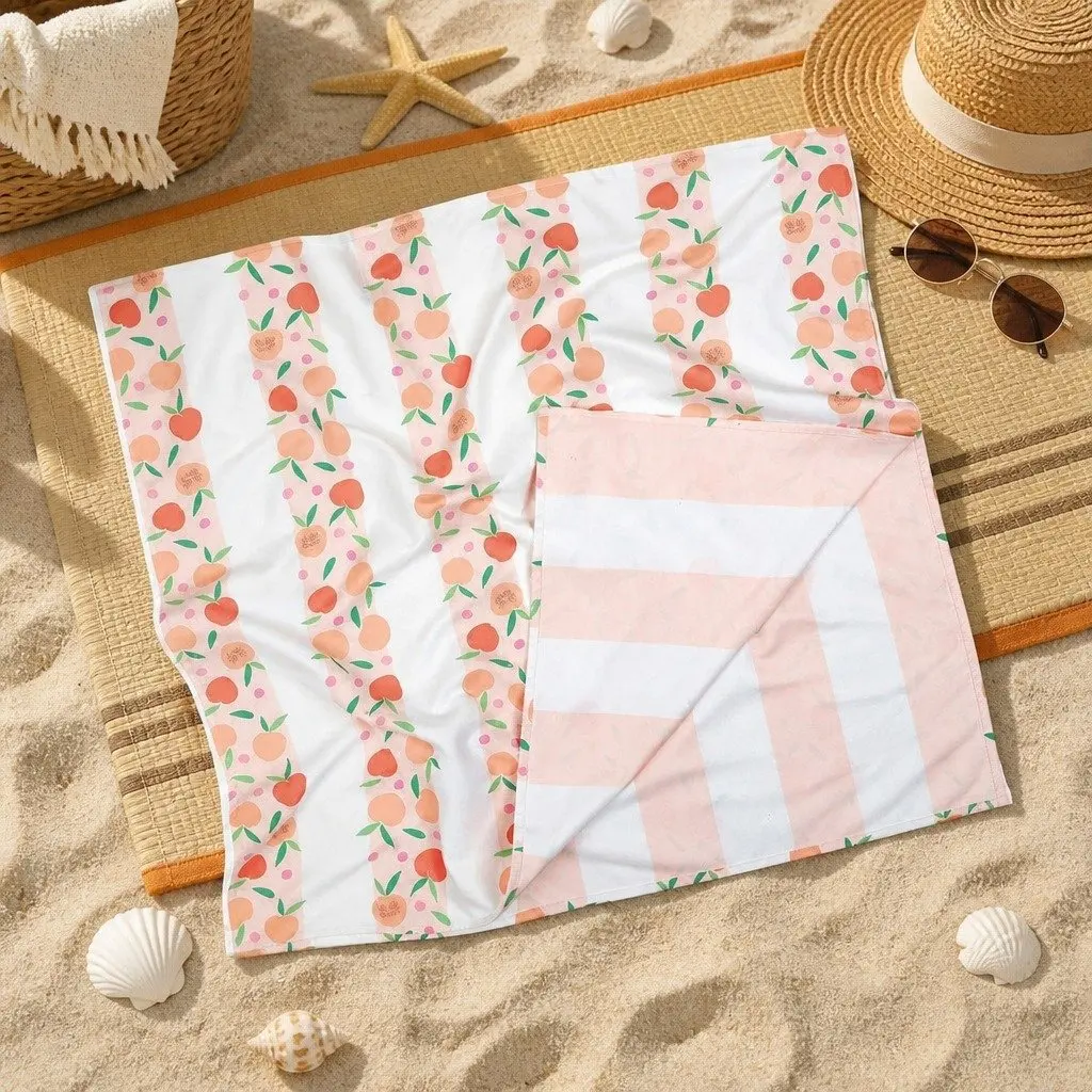 Kids Beach Towel Peach M Quick Dry Compact Lightweight Sand Free