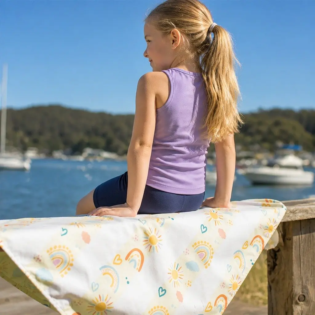 Kids Beach Towel Rainbow Road M Quick Dry Compact Lightweight Sand Free