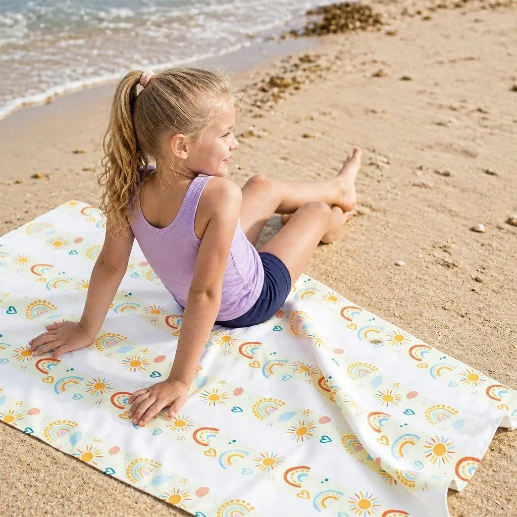 Kids Beach Towel Rainbow Road M Quick Dry Compact Lightweight Sand Free