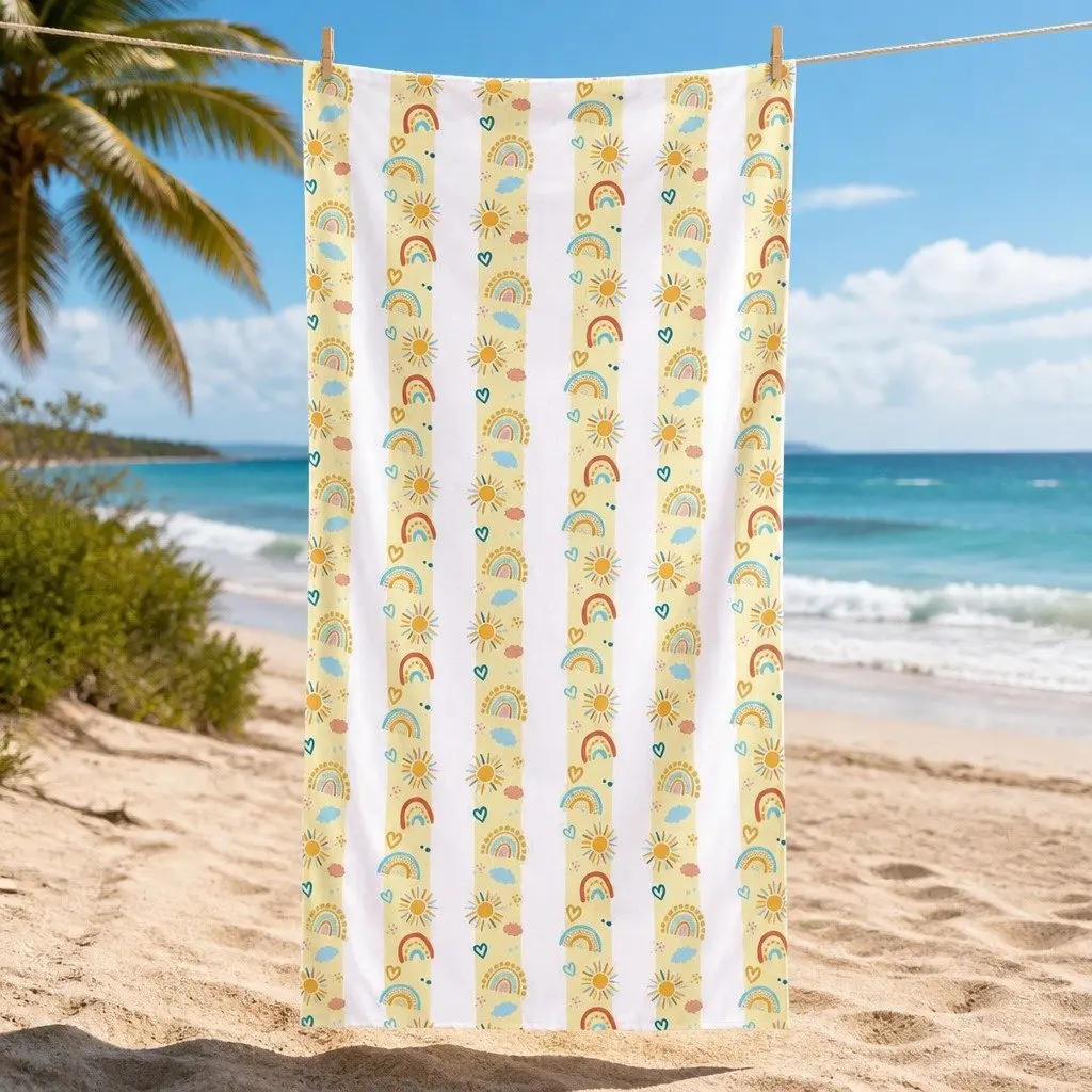 Kids Beach Towel Rainbow Road M Quick Dry Compact Lightweight Sand Free