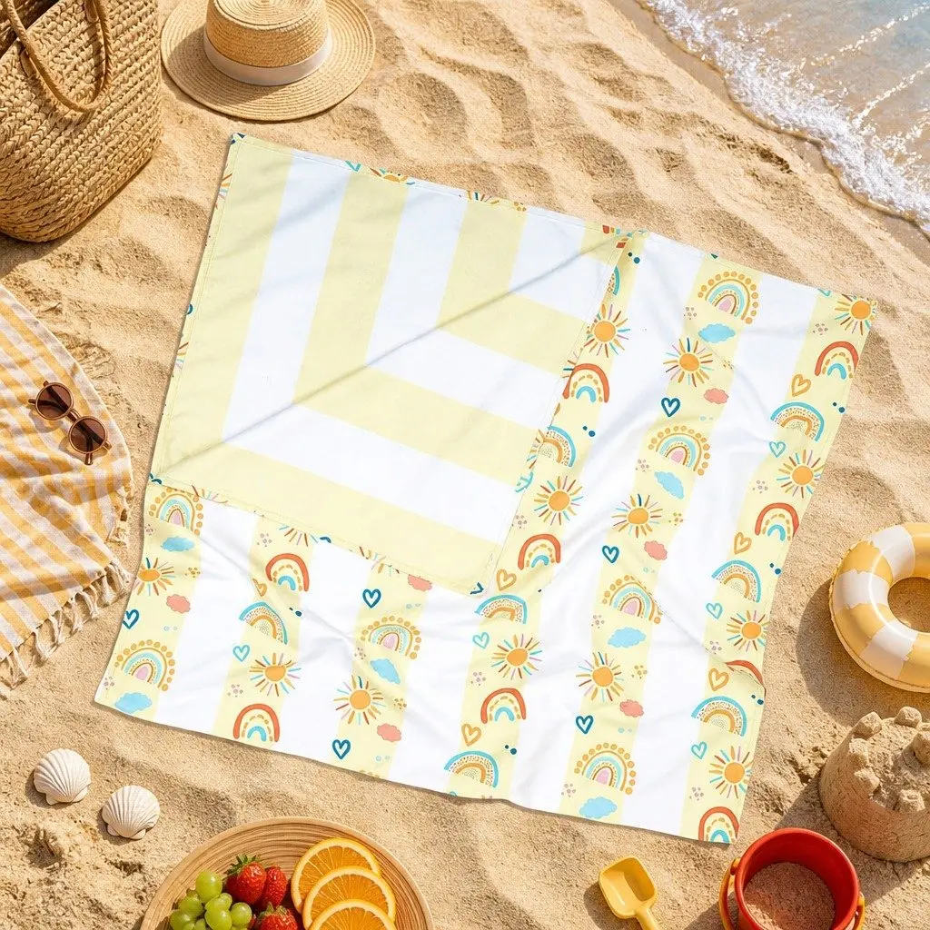 Kids Beach Towel Rainbow Road M Quick Dry Compact Lightweight Sand Free