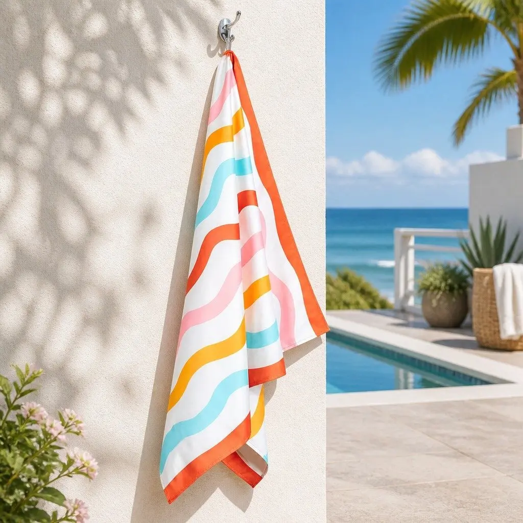 Kids Beach Towel Squiggly M Quick Dry Compact Lightweight Sand Free