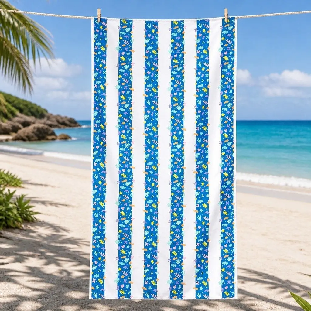 Kids Beach Towel Quick Dry Compact Lightweight Sand Free Playful Colours M