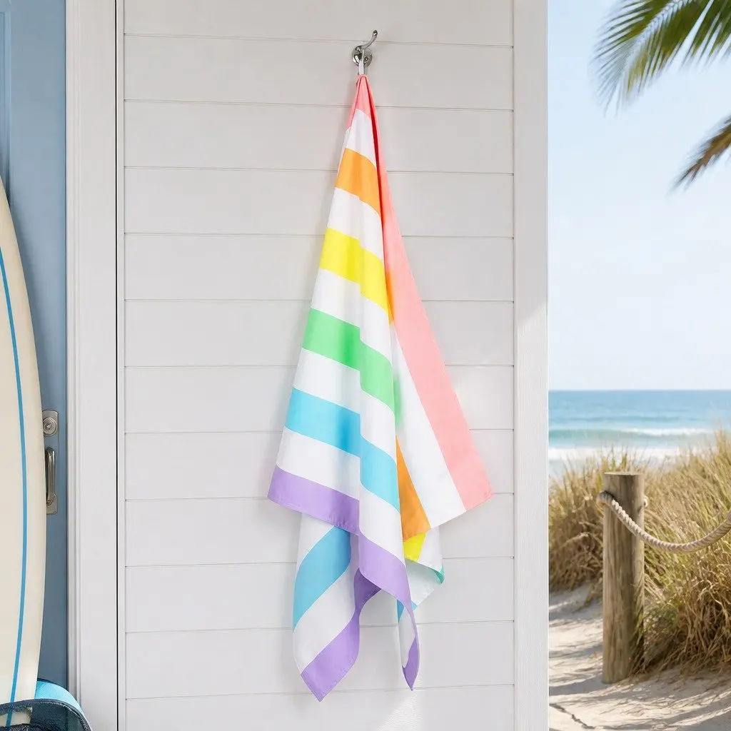 Beach Towel XL Striped Quick Dry Cabana Collection Lightweight Compact