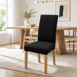 Concise Set of Black Dining Chair Covers - 4 Pack