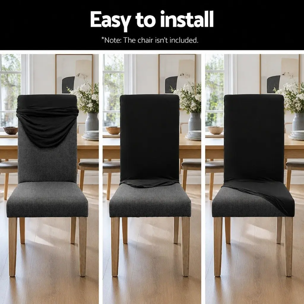 Dining Chair Covers Black 4 Pack Spandex Stretch Removable Slipcovers