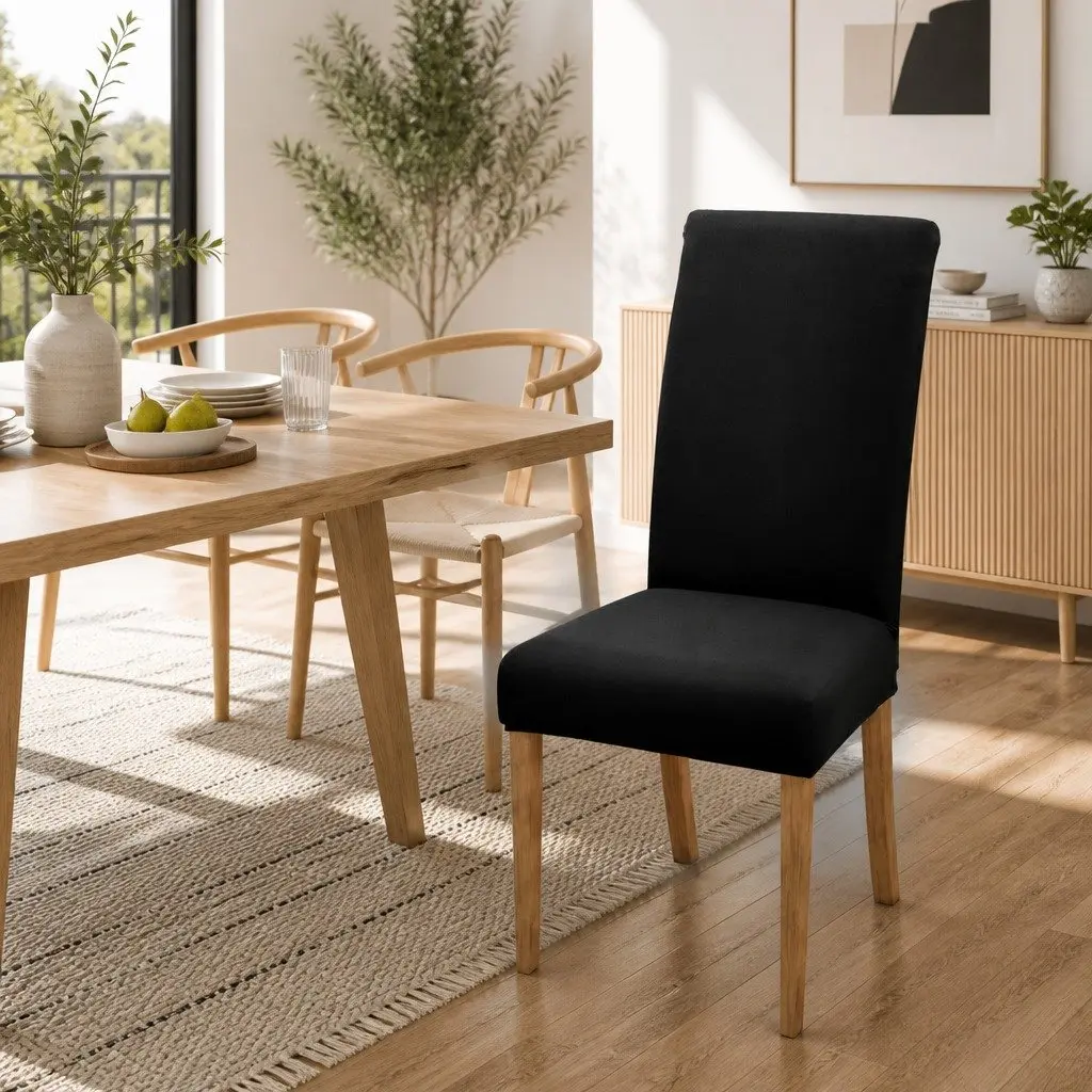 Dining Chair Covers Black 4 Pack Spandex Stretch Removable Slipcovers