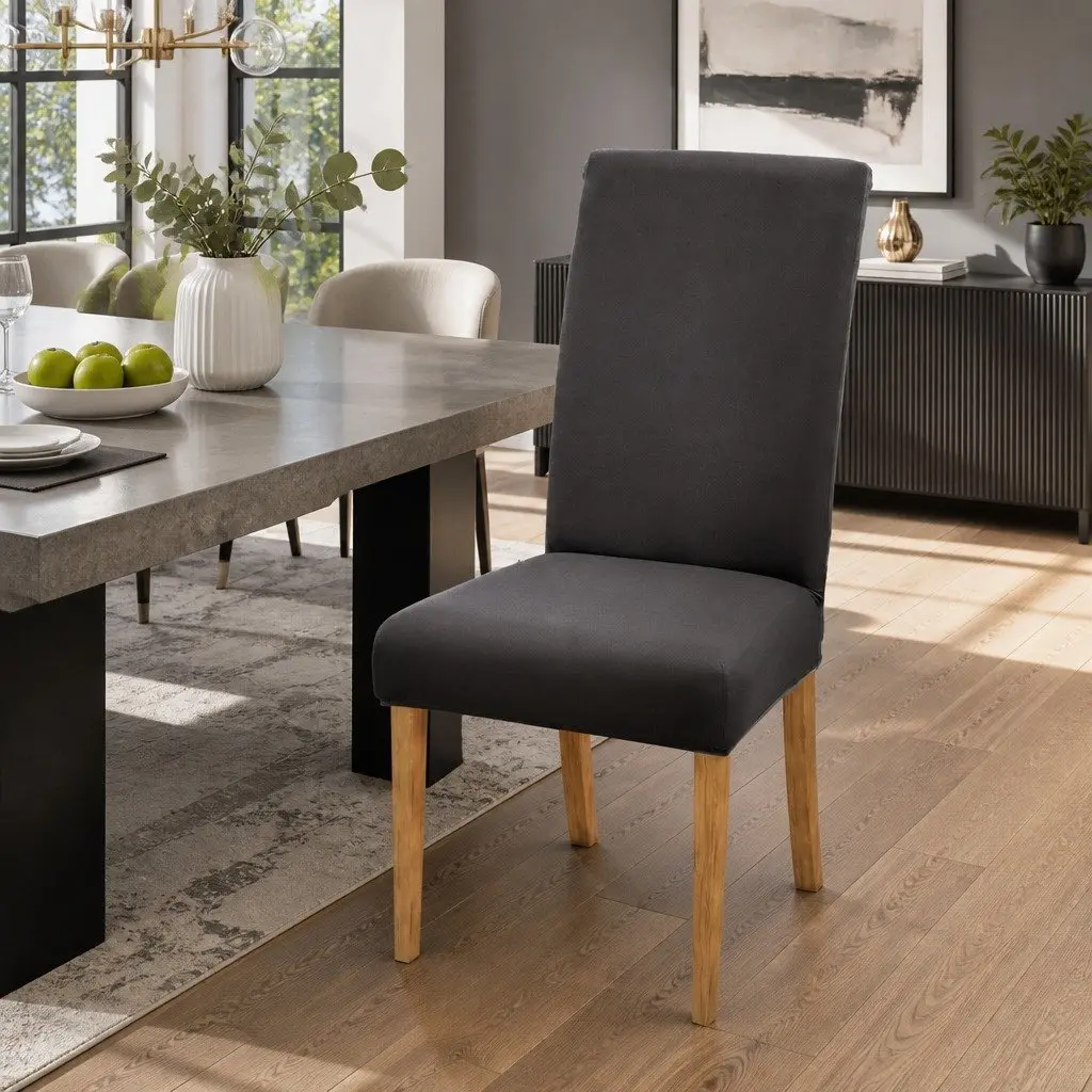 Dining Chair Covers Grey Stretchable Slipcovers 4 Piece