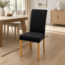 Concise Set of 6 Durable Black Chair Covers