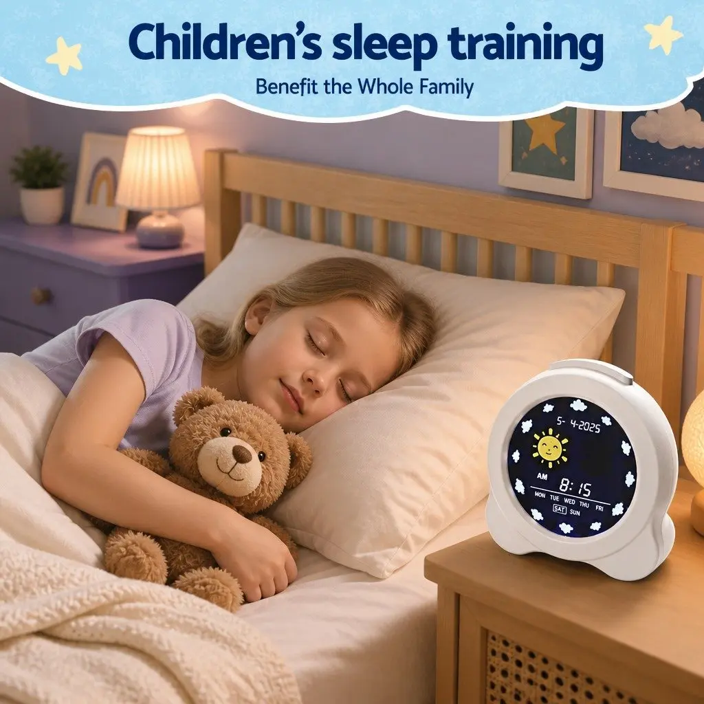 Digital Day Clock White 3.8 Inch LCD Display Dual Alarm with Nature Sounds Day Night Mode