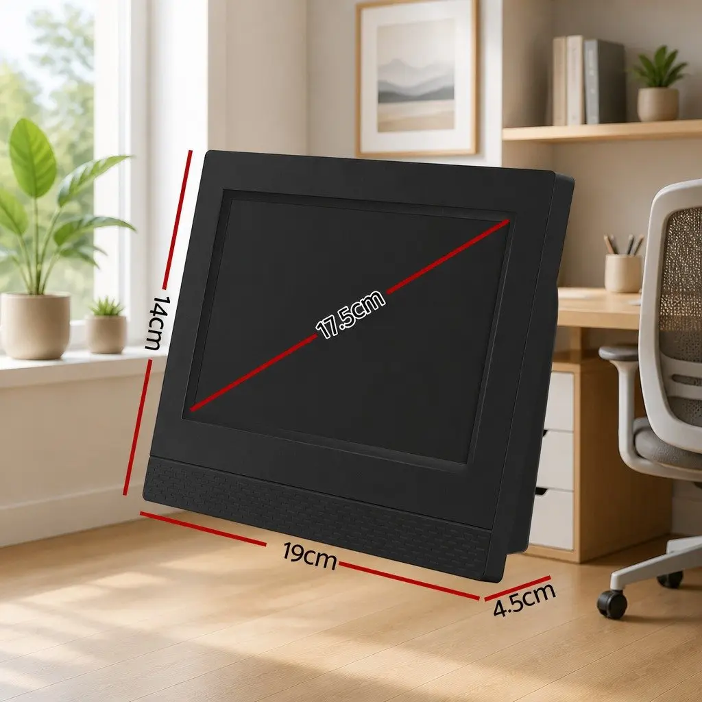 Digital Day Clock Black 7 Inch LCD Display with Remote Control Auto Dimming Alarm Calendar Functions