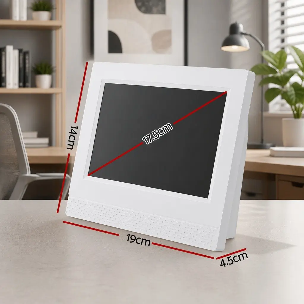 Digital Day Clock White 7 Inch Large LCD Display Auto Dimming Alarm Multiple Functions
