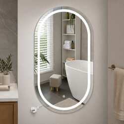 LED Wall Mirror Oval 50x90cm Anti-fog Bathroom Vanity Light Adjustable
