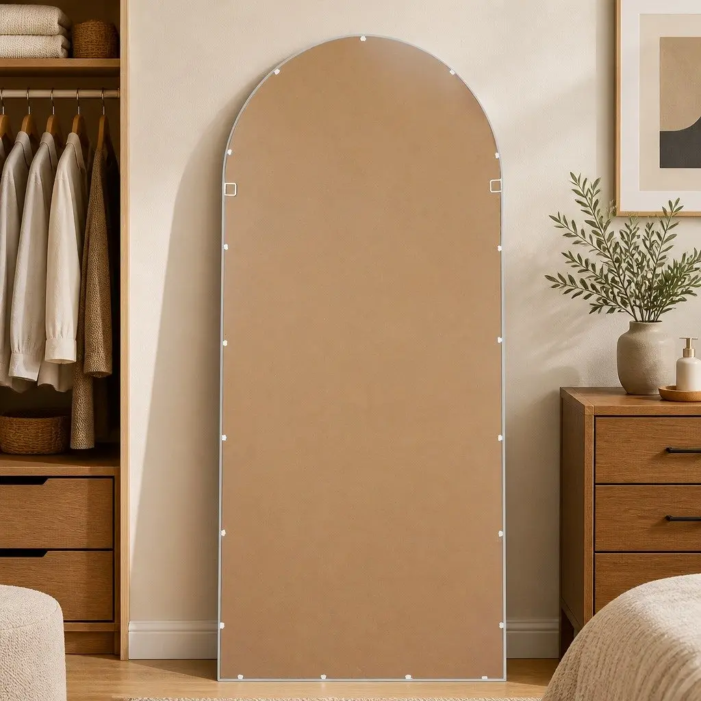 Full Length Mirror Black 180cm Tall Floor Standing Wall Mounted Shatter-proof Glass