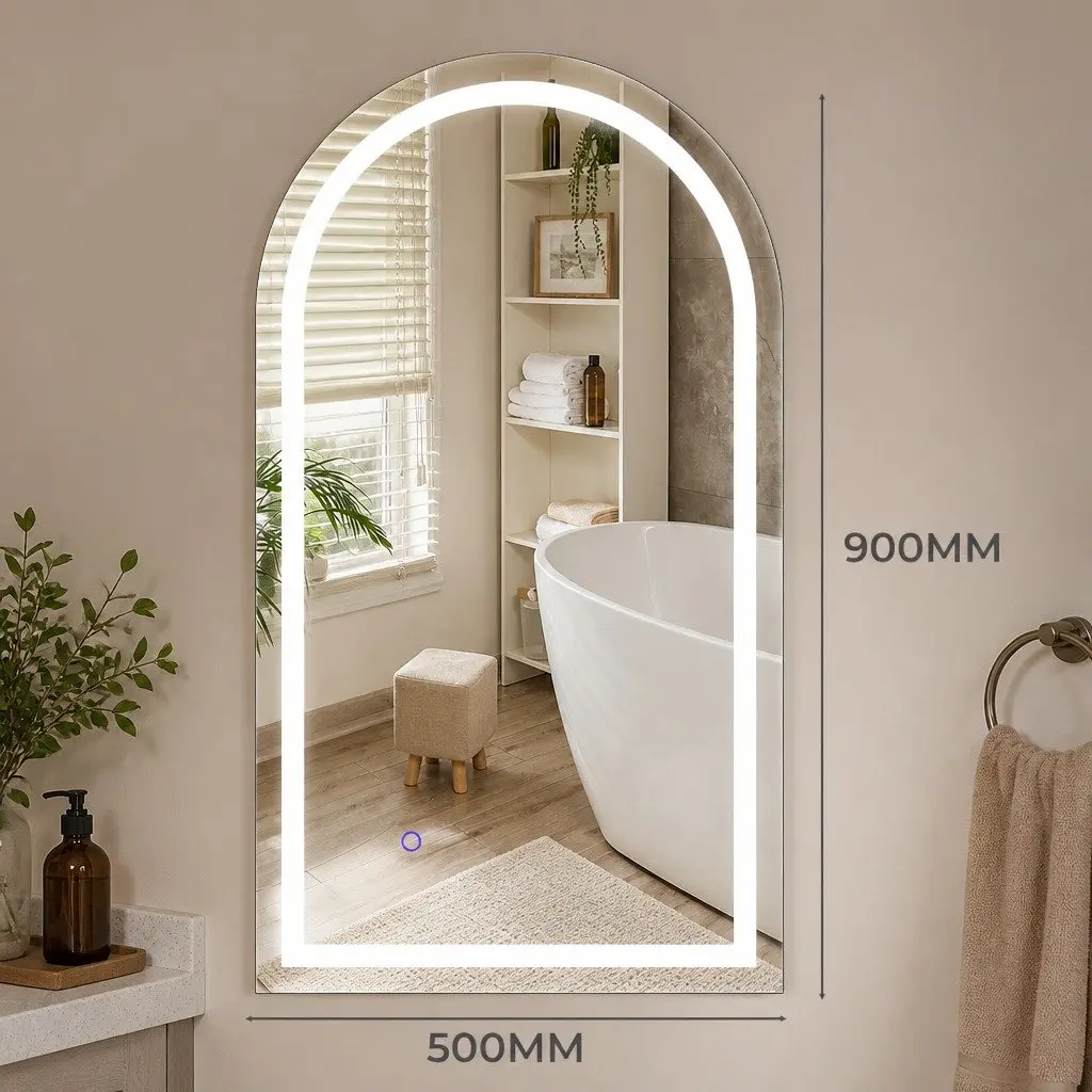 LED Wall Mirror Arch Anti-fog 50x90cm Adjustable Brightness Colour Temperature