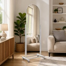 Compact Full Length Arch Mirror with Mobility and Style