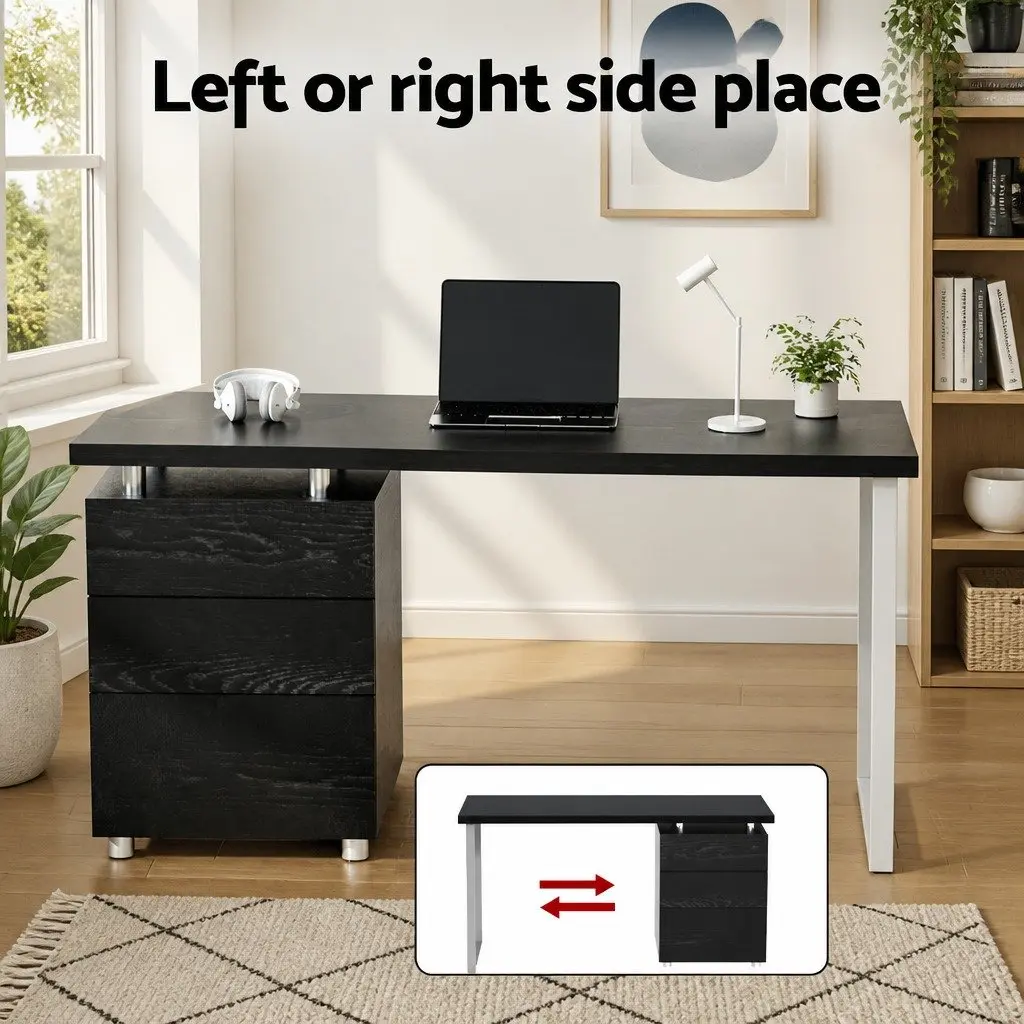Office Chair and Computer Desk Set Black Executive Workstation Combo Pack