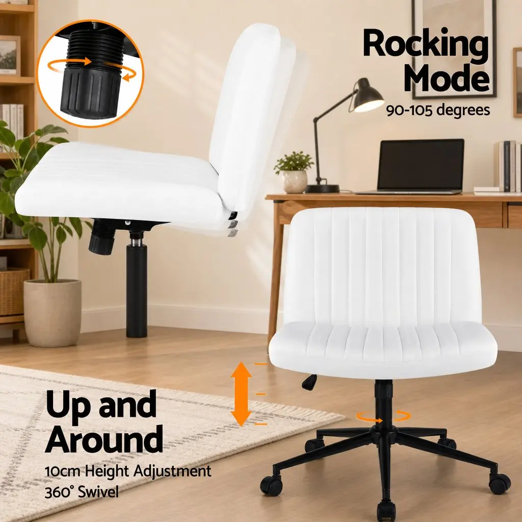 Office Desk and Chair Set White 150cm Ergonomic with 6 Storage Shelves