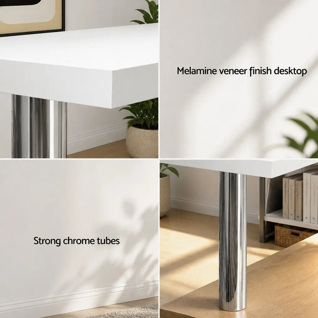 L-Shape Computer Desk White 360 Degree Rotatable Shelf Storage