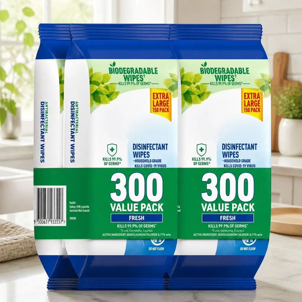 Disinfectant Wipes 600 Count Fresh Scent Germ Protection for Household Cleaning