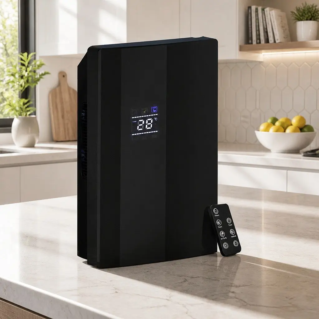 Dehumidifier Black 2L Water Tank Quiet Remote Control 24 Hour Timer