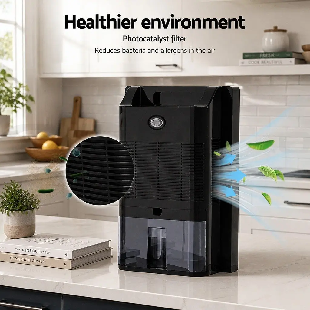 Dehumidifier Black 2L Water Tank Quiet Remote Control 24 Hour Timer