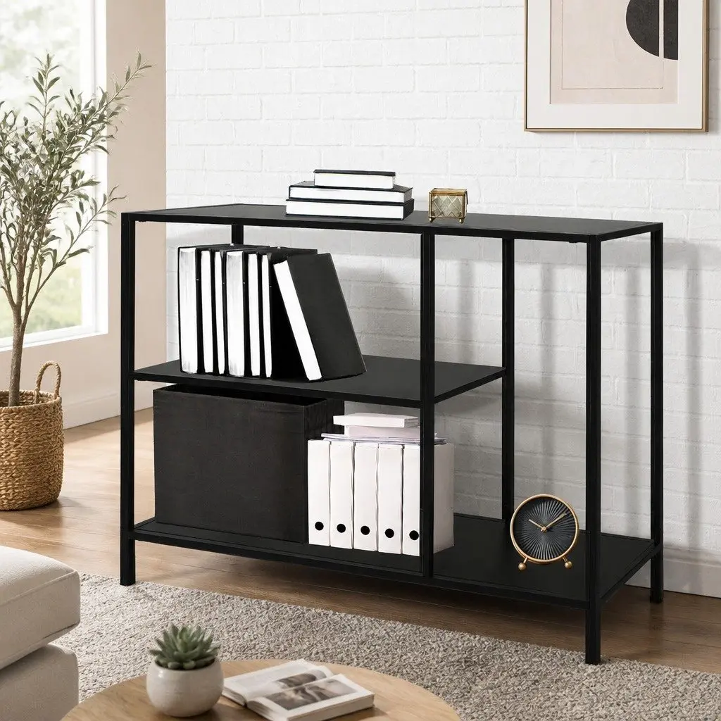 3-Tier Console Table Hallway Entryway Storage Furniture Black Design