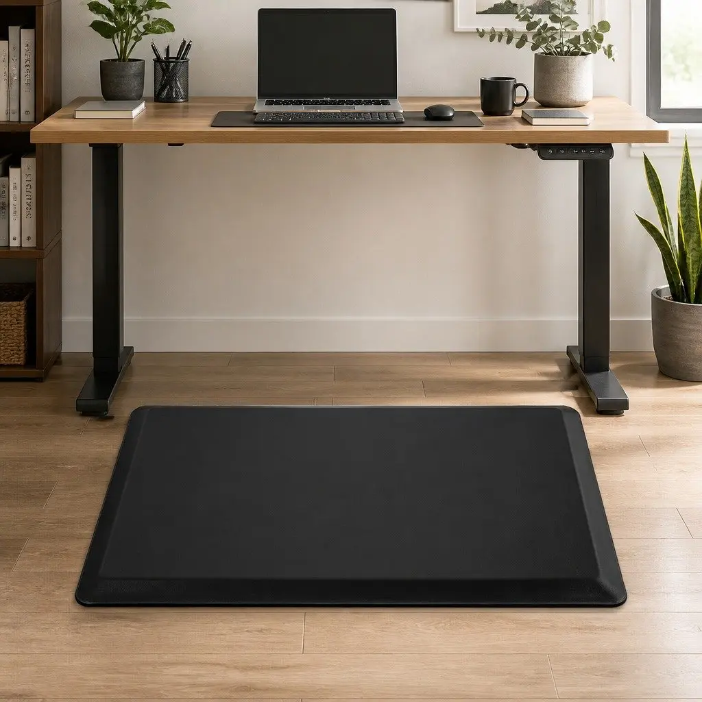Anti Fatigue Standing Mat Black 51x99cm Non-Slip Waterproof Comfort Foam