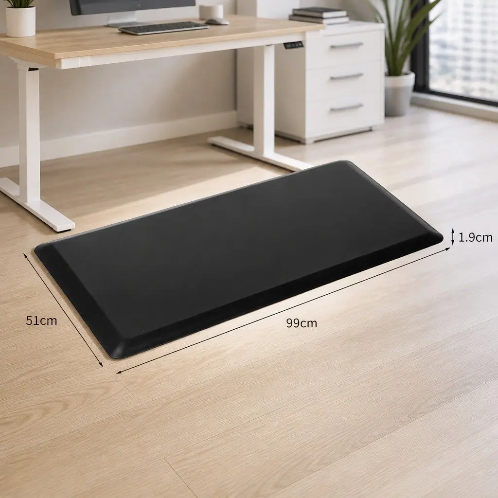 Anti Fatigue Standing Mat Black 51x99cm Non-Slip Waterproof Comfort Foam