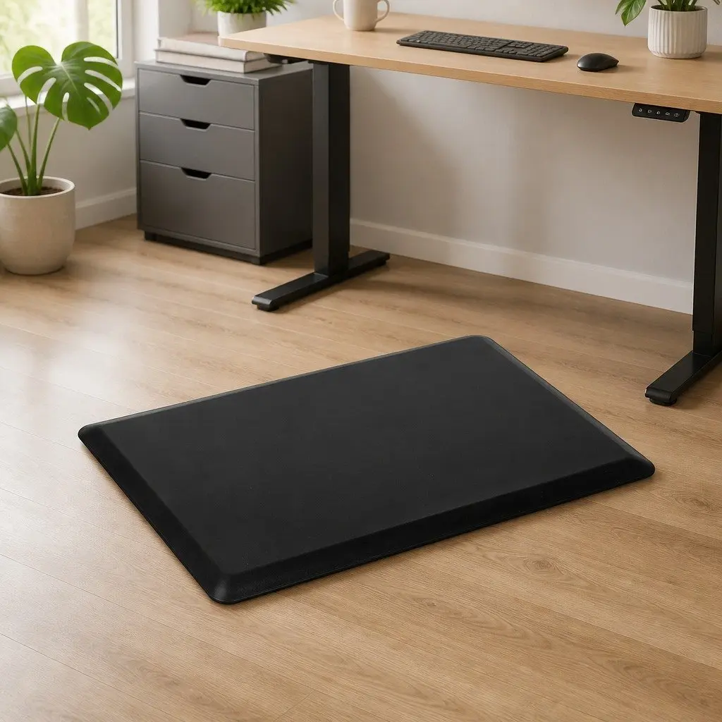 Anti Fatigue Mat Black 50x80cm Non-Slip Surface Bevelled Edge