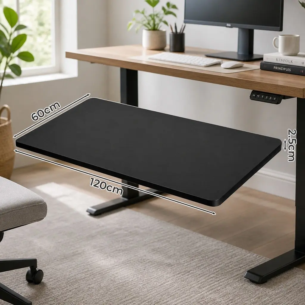 Desktop Table Top Black 120x60cm MDF Veneer Motorised Office Workstation Surface