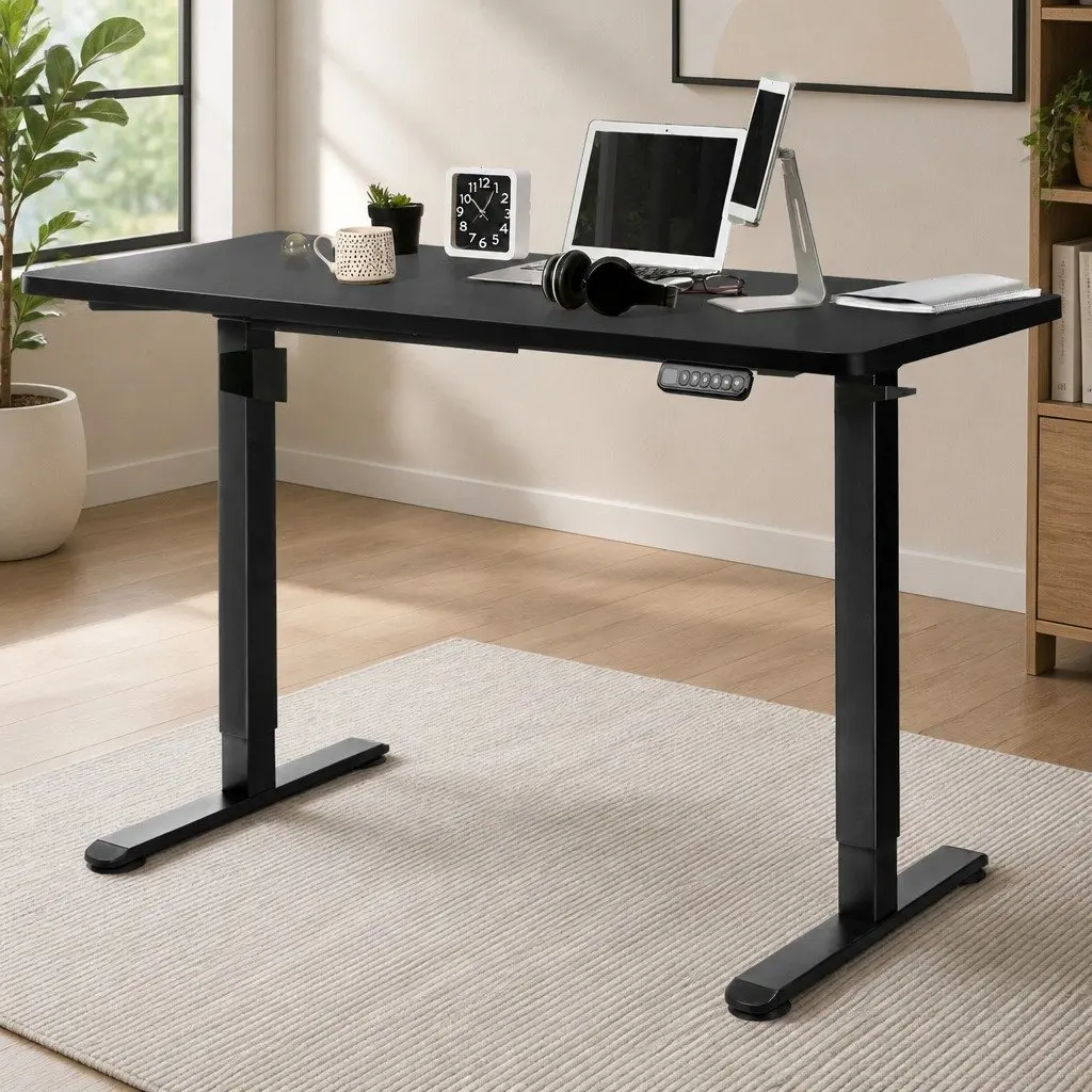 Desktop Table Top Black 120x60cm MDF Veneer Motorised Office Workstation Surface