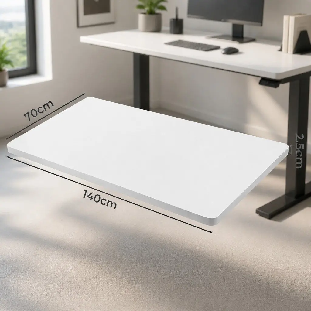 Desktop Table Top White 140x70cm Pre-Drilled Particle Board MDF Veneer