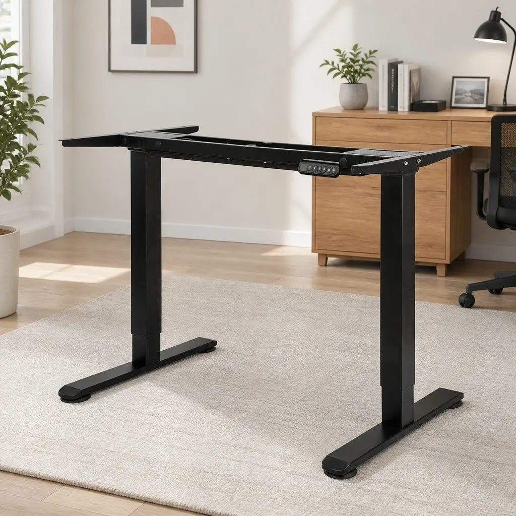 Electric Standing Desk Frame Black Adjustable Height Dual Motor Motorised Home Office