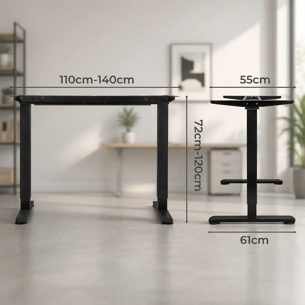Electric Standing Desk Frame Black Adjustable Height Dual Motor Motorised Home Office