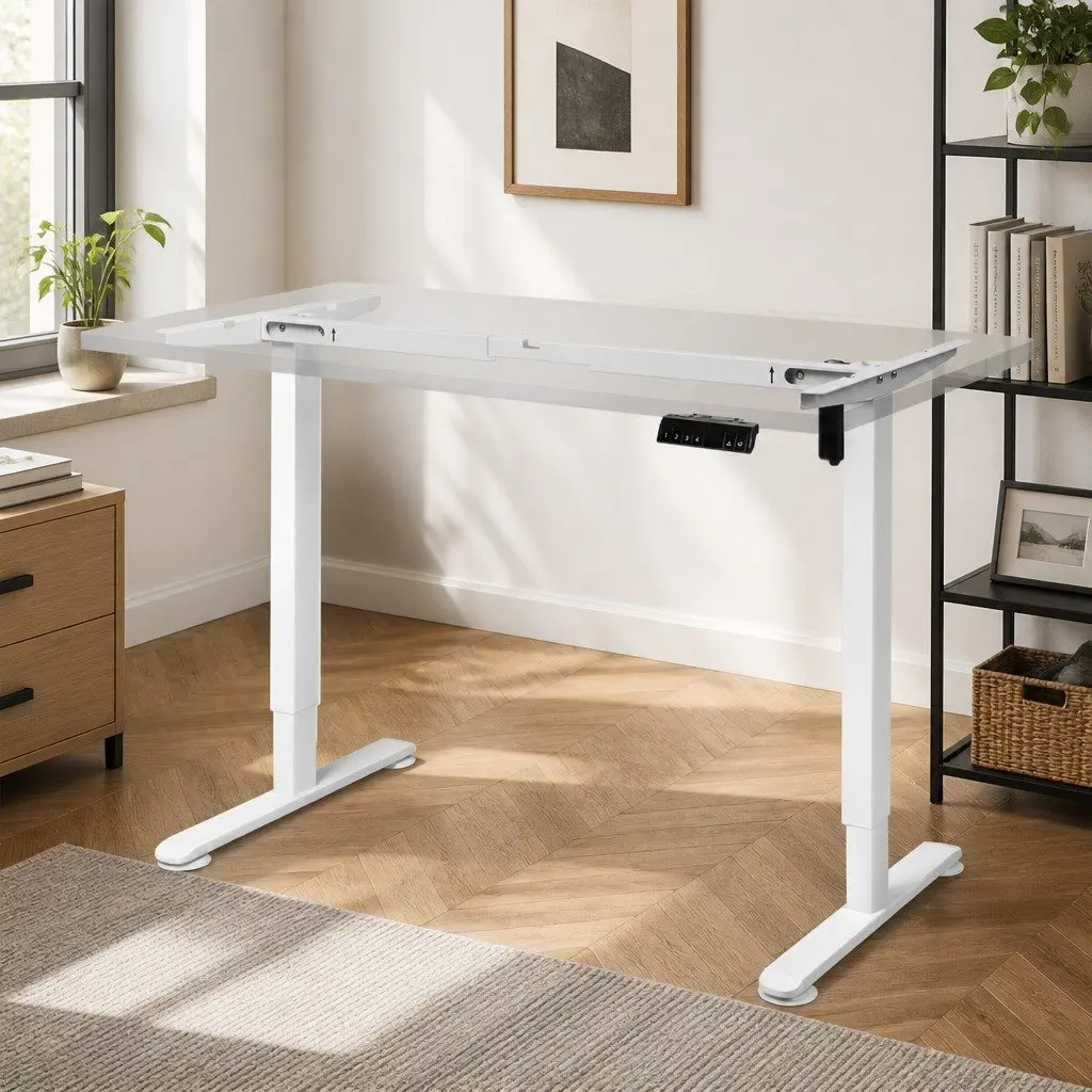 Motorised Standing Desk Frame White Height Adjustable Single Motor Office Home