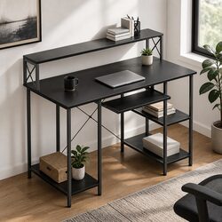 Streamlined Industrial Desk for Gaming and Work