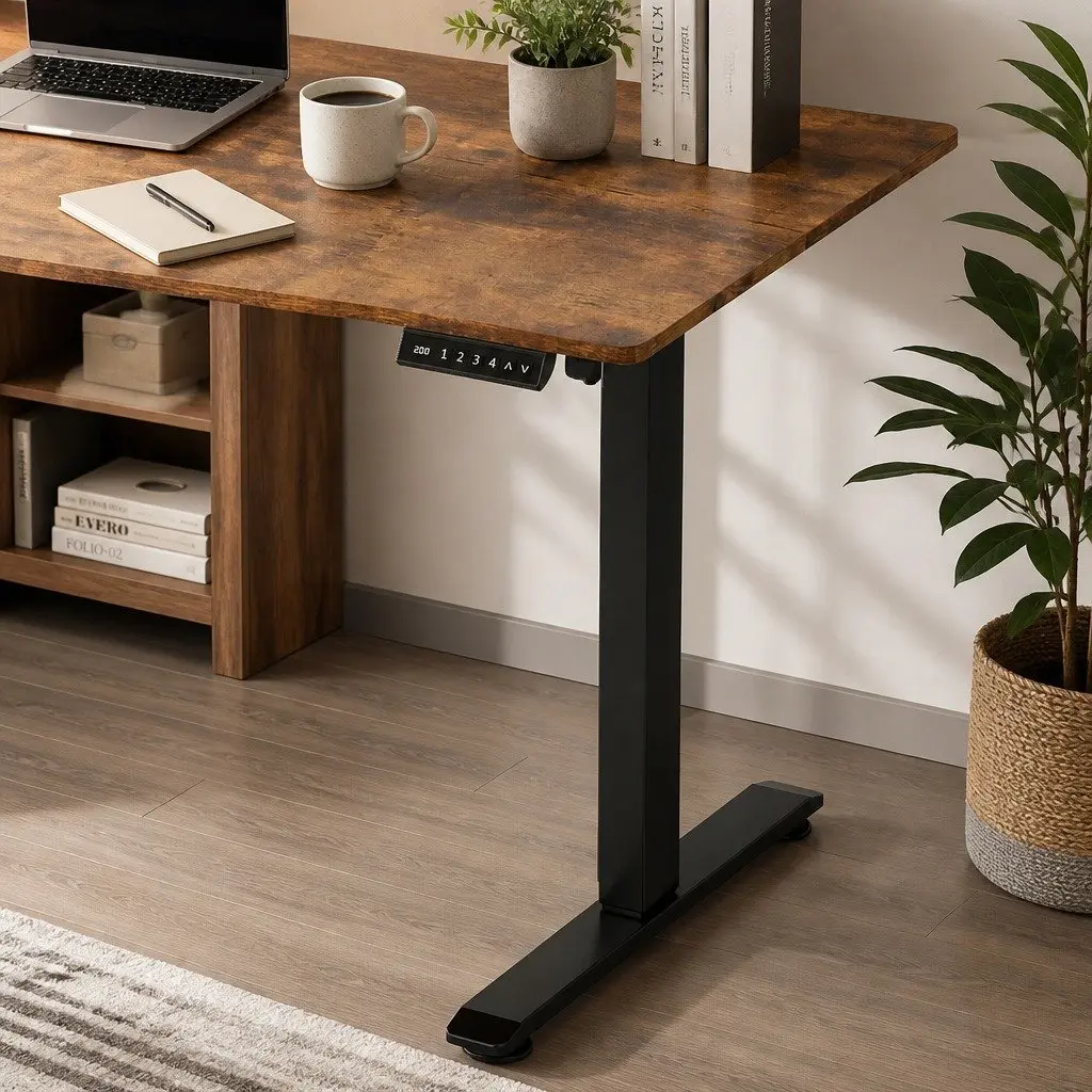 Electric Standing Desk Vintage Oak 120cm Height Adjustable Motorised Sit Stand Office Home