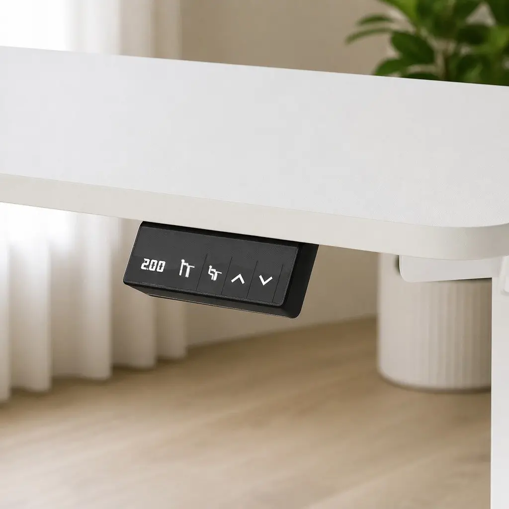 Electric Standing Desk White 130cm Adjustable Height Motorised Sit Stand Table